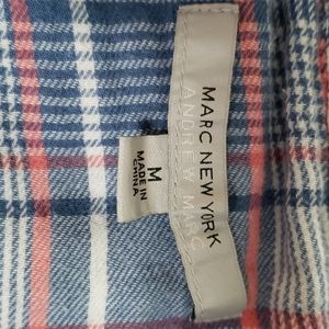 Blue plaid ladies shirt.